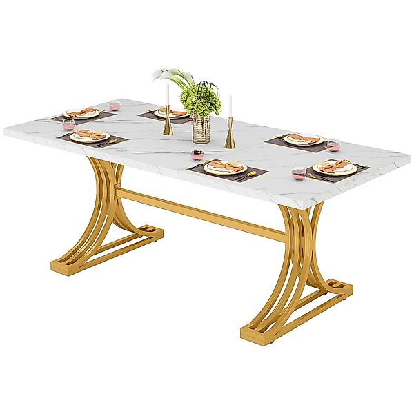 Tribesigns Esstisch 160x80 cm mit Marmoroptik günstig online kaufen