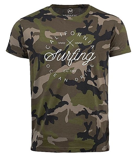 Neverless Print-Shirt Herren Camo-Shirt California Surfing Ocean Drive Summ günstig online kaufen