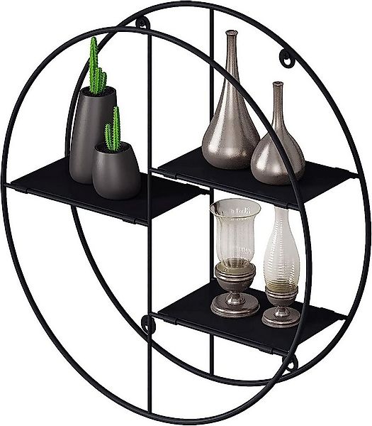 EUGAD Wandregal, 1-tlg., rundes klappbares Metallregal Schwarz mit 3 Ablage günstig online kaufen