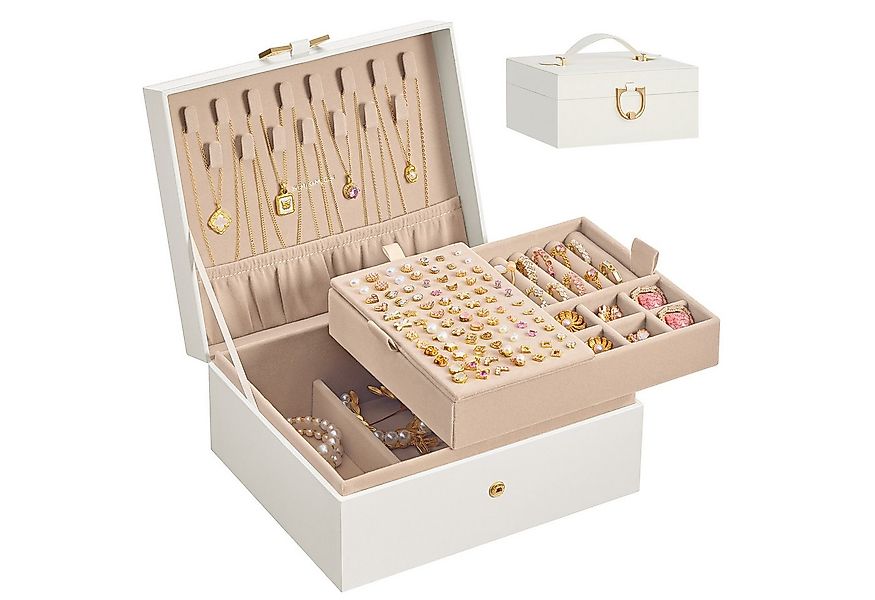 SONGMICS Schmuckkasten Schmuckaufbewahrung, 2 Ebenen, mit herausnehmbarem S günstig online kaufen