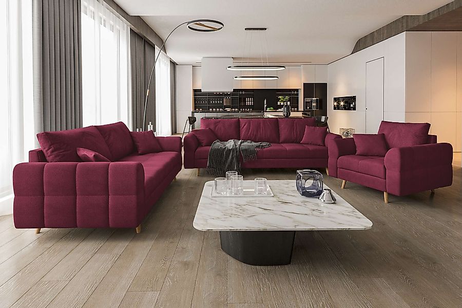 99rooms Polstergarnitur Bello, (Couchgarnitur, Set (3-tlg), günstig online kaufen