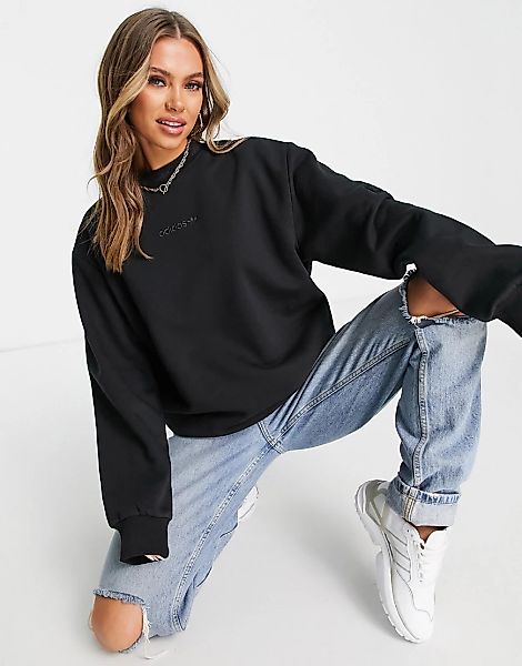 adidas Originals – Sweatshirt mit linearem Logo in Schwarz günstig online kaufen