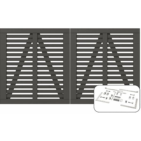 Plus Holz Doppeltor Harmoni Nadelholz Umbragrau 200 cm x 107 cm günstig online kaufen