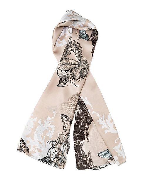 MayTree Seidenschal Lace taupe schwarz, 55x175cm, leichter Damen-Schal, all günstig online kaufen