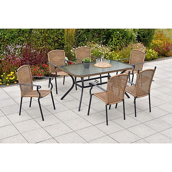 Merxx Roma Gartenmöbel-Set 7-tlg. Gartentisch 150 x 85 cm günstig online kaufen