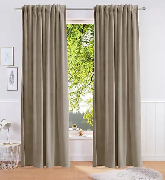 Bruno Banani Vorhang »Leroy« Kräuselband 1 Stk. tlg. Samt, einfarbig, monoc günstig online kaufen