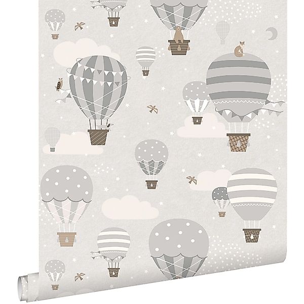 ESTAhome Tapete Luftballons Grau und Braun 50 x 900 cm günstig online kaufen