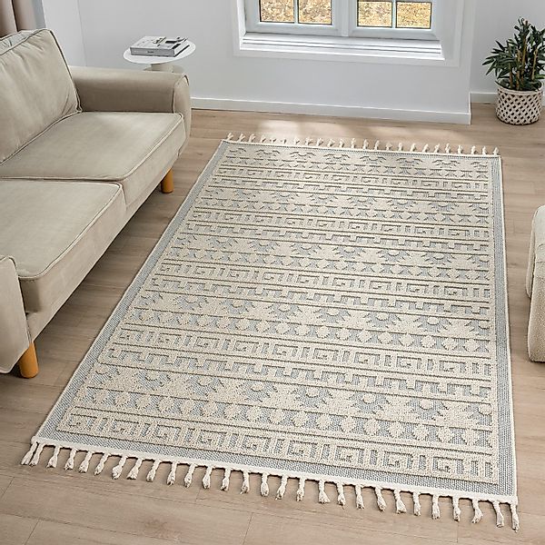 Vimoda Teppich Wohnzimmer Boho Skandi Frisé-Teppich, günstig online kaufen