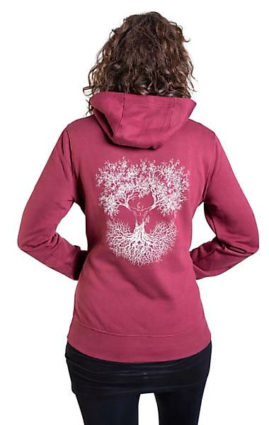 Hoodie Aus Biobaumwolle Fairwear Für Damen "Fusion" In Burgund Rot günstig online kaufen