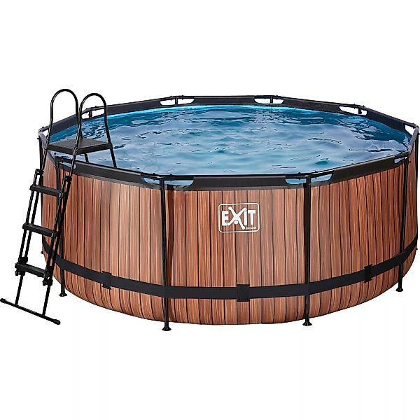 EXIT Wood Pool Braun Ø360x122cm m. Filterpumpe günstig online kaufen