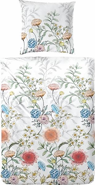 Primera Bettwäsche "Mako-Satin-Bettwäsche Gartenparty" 2 Stk. mit übereinan günstig online kaufen