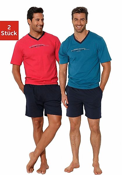 AUTHENTIC LE JOGGER Pyjama Packung, 2 Stück, 4 tlg. Schlafanzug mit Frontpr günstig online kaufen