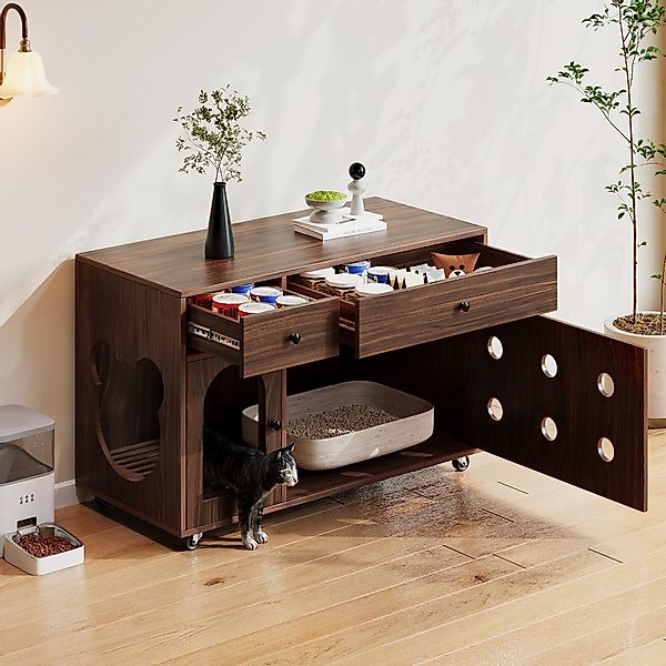 STILVORA Sideboard mit 2 Schubladen,Katzenkloschrank Katzenhaus günstig online kaufen