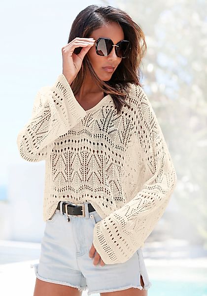 s.Oliver Strandpullover, mit semi-transparentem Ajourmuster, sommerlicher S günstig online kaufen