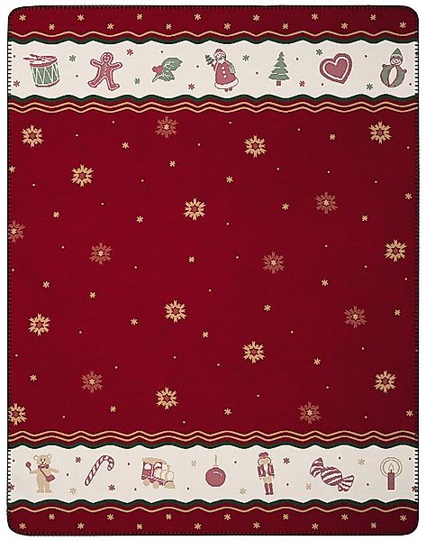 Wohndecke Toy's Delight Ruby mit weihnachtlichen Motiven, Weihnachtsdecke, günstig online kaufen