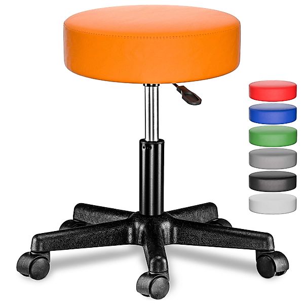 Rollhocker mit Rollen Kunstleder 2er-Set Orange 360° drehbar günstig online kaufen