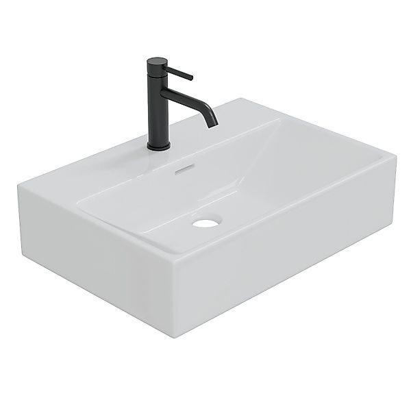 HAGO Waschbecken Keramik 51x36x13cm weiß eckig günstig online kaufen