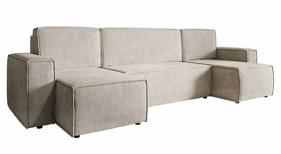 | U-förmiges Sofa Crusado mit Schlaffunktion Chenille günstig online kaufen