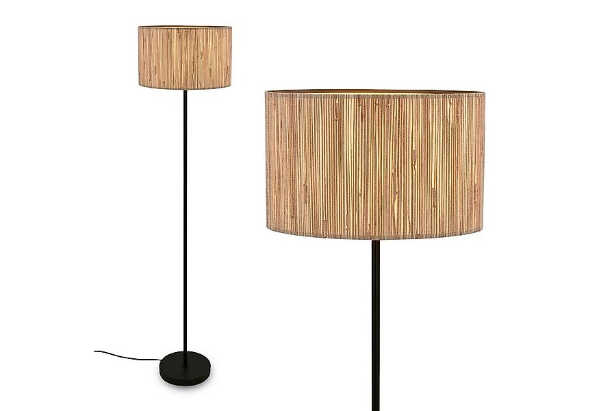 Briloner Leuchten LED Stehlampe Stehleuchte E27 Boho Natur Beige Wohnzimmer günstig online kaufen