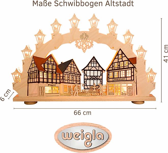 Weigla LED Schwibbogen "Altstadt, Fachwerkhaus, Lichterbogen aus Holz", Erz günstig online kaufen