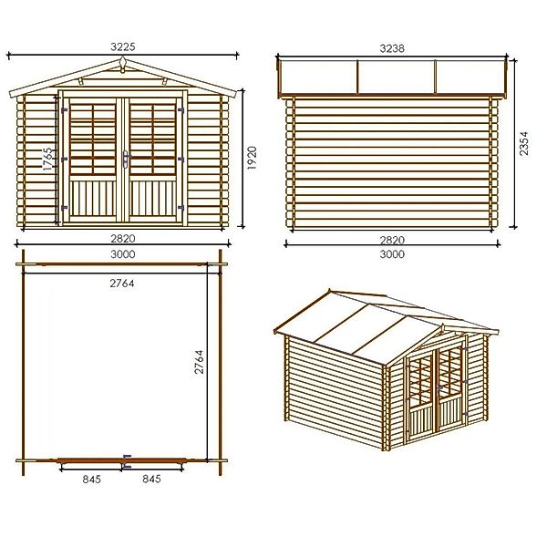 Altanka Gartenhaus   Gerätehaus   3x3 m mit Anbau 3x2.76 m   15 m²   Impräg günstig online kaufen
