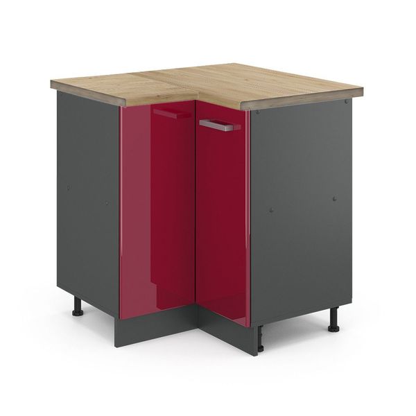 Vicco Eckunterschrank R-Line, Rot Hochglanz/Anthrazit, 75.6 günstig online kaufen