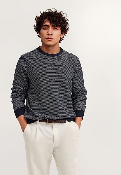 bugatti Rundhalspullover "Regular Fit" aus reiner Baumwolle günstig online kaufen