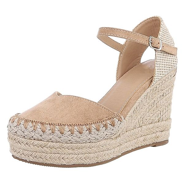Ital-Design Damen Keilabsatz-Sandalen mit Jute-Detail Plateaupumps günstig online kaufen