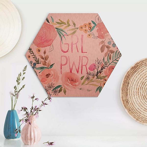 Hexagon-Alu-Dibond Bild Rosa Blüten - Girl Power günstig online kaufen