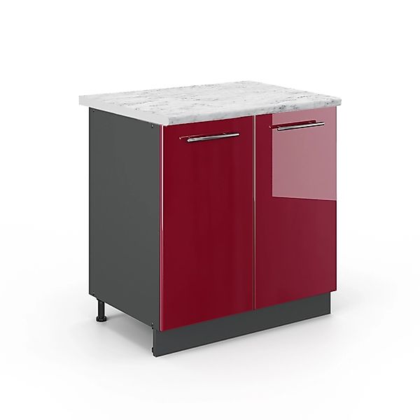 Vicco Spülenunterschrank Fame-Line Bordeaux Hochglanz/Anthrazit 80 cm mit R günstig online kaufen