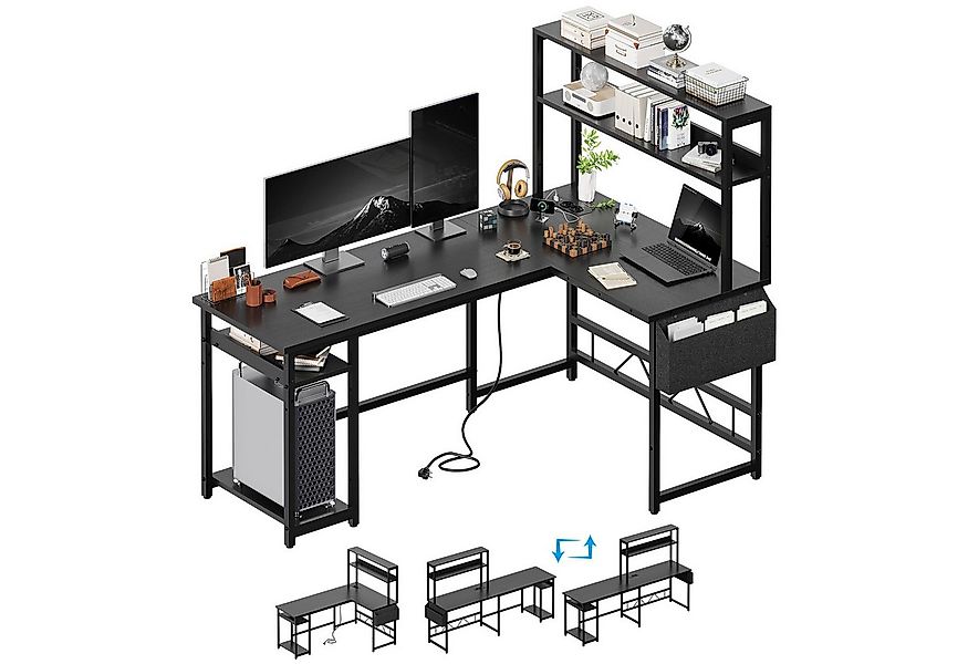 HOMALL Gamingtisch Schreibtisch mit USB L-förmiger Ecktisch 140/160cm (Mit günstig online kaufen