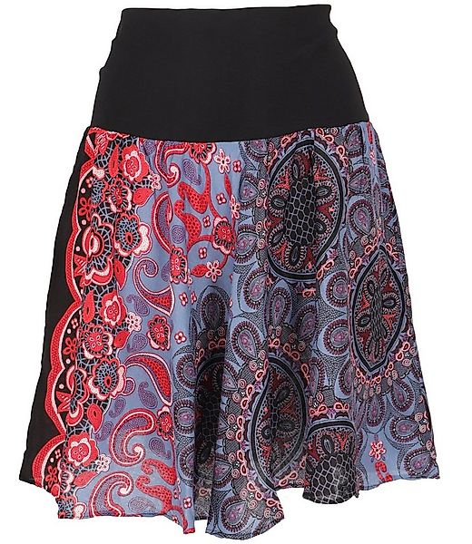 Guru-Shop Minirock Luftiger Minirock, Boho Sommerrock - rot/grau Boho günstig online kaufen