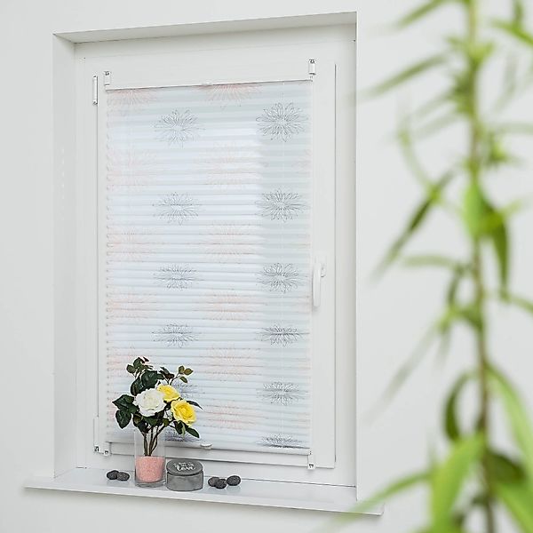 Liedeco Plissee Blume grau, Lichtschutz, ohne günstig online kaufen