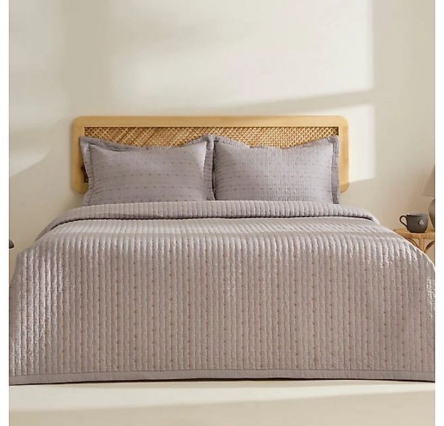 Karaca Tagesdecke Margot Bettüberwurf Set Grau 230x240cm + 2(50x70) cm günstig online kaufen