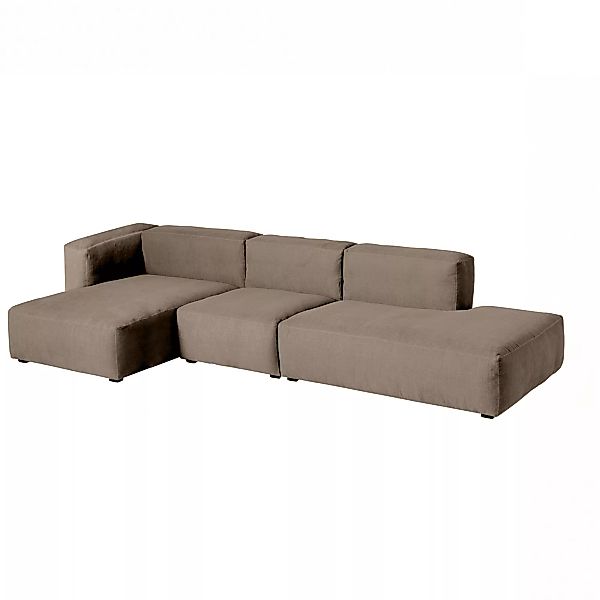 HAY - Mags Soft 3-Sitzer Sofa Links 334x153x67cm - braungrau/Naht schwarz/S günstig online kaufen