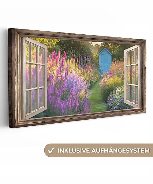 OneMillionCanvasses® Leinwandbild Panorama Fensterblick - Fenster günstig online kaufen