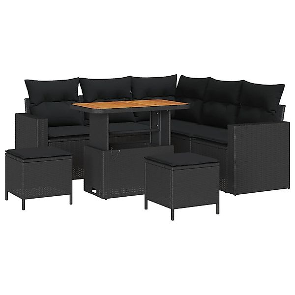 vidaXL Gartensofa-Set mit Kissen 9 Stk Schwarz Poly-Rattan 3363564 günstig online kaufen