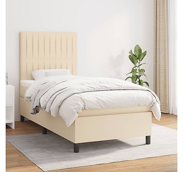 vidaXL Boxspringbett Boxspringbett mit Matratze Creme 90x200 cm Stoff Bett günstig online kaufen