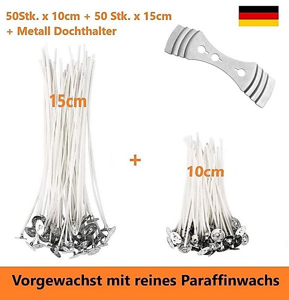 Bienenbiya Kerzenhalter Kerzendocht 100 Stk. 10 cm + 15 cm lang mit Metallf günstig online kaufen