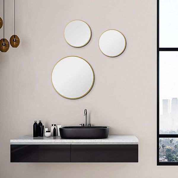 Talos Badspiegel Picasso gold Ø 25 cm, hochwertiger Aluminiumrahmen günstig online kaufen
