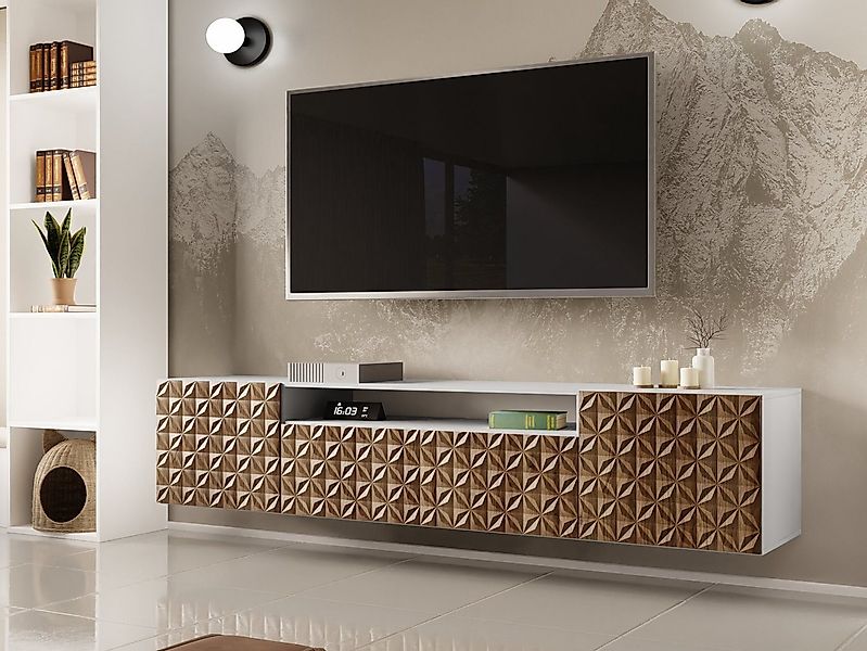 Beautysofa TV-Schrank Modernes RTV-Kabinett mit gefräster Front für Kaleido günstig online kaufen