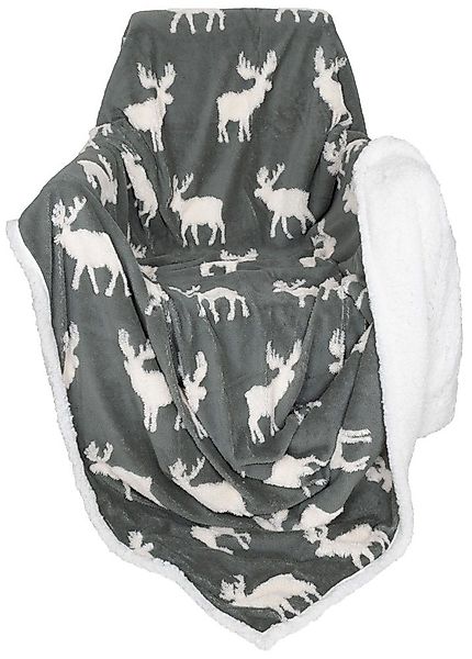 Wohndecke Kuscheldecke Elch Rentier Motiv 200x150cm, günstig online kaufen