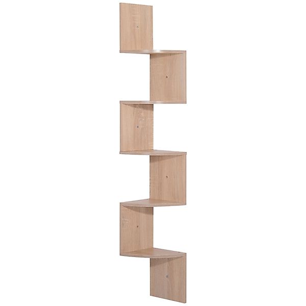 HOMCOM Eckenregal Wandregal Zigzag-Design 20L x 20B x 126H cm 5 Ebenen Holz günstig online kaufen