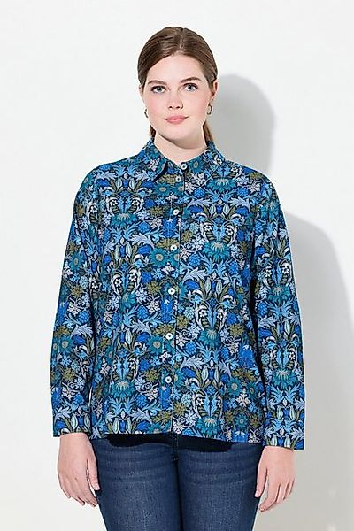 Ulla Popken Hemdbluse Cordbluse floraler Druck Hemdkragen Langarm günstig online kaufen