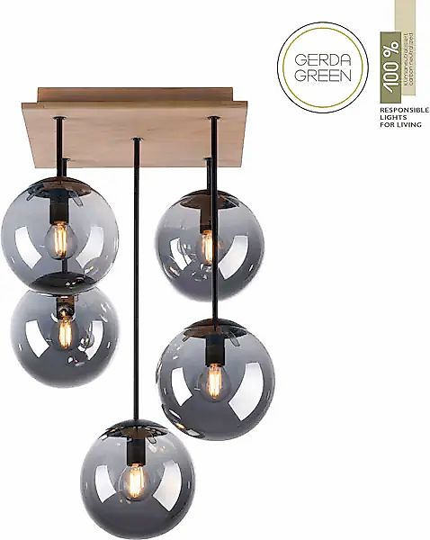 JUST LIGHT Deckenleuchte »GREEN WIDO«, 5 flammig, Leuchtmittel E14   ohne L günstig online kaufen