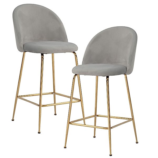 FINEBUY Barhocker FB59808 (Samt Grau Hocker günstig online kaufen
