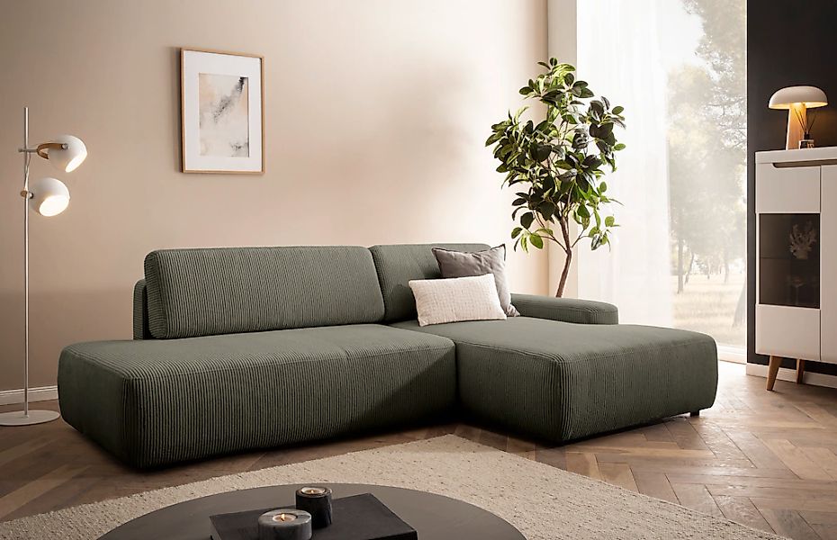 Home affaire Ecksofa "TORGE, Schlafsofa Cord, Samtvelours u. Strukur fein, günstig online kaufen
