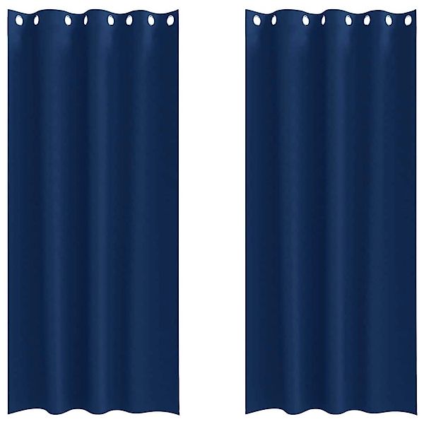 vidaXL Verdunkelungs-Vorhänge mit Ringen Dunkelblau Polyester 4107365 günstig online kaufen