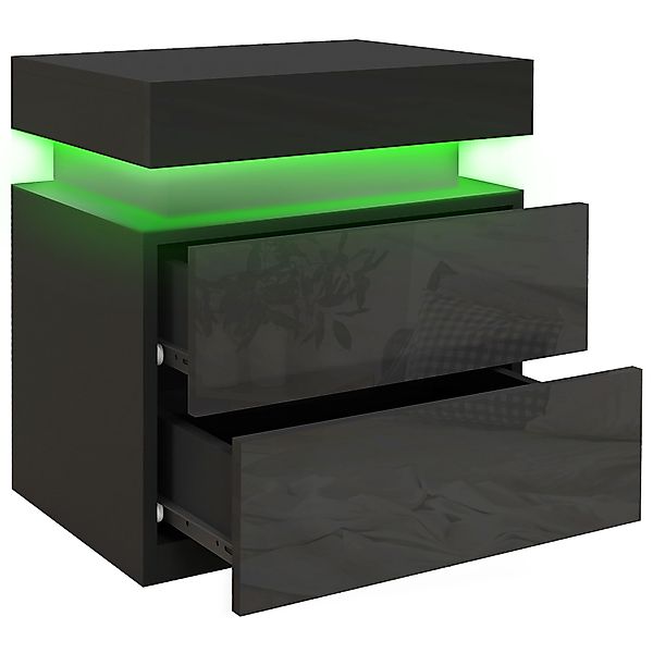 HOMCOM Nachttisch, Nachttisch, mit RGB-LED-Licht, hochglänzende Schubladenf günstig online kaufen