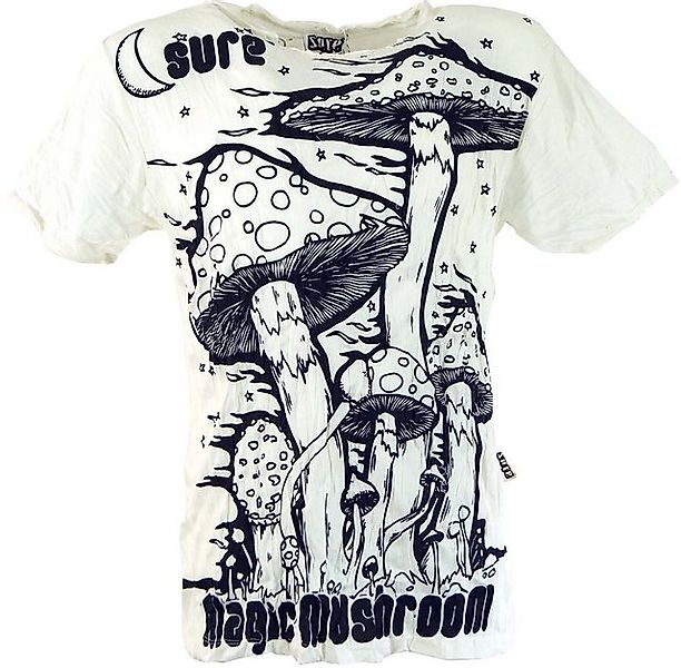Guru-Shop T-Shirt Sure Herren T-Shirt Magic Mushroom - weiß Goa Style, Fest günstig online kaufen